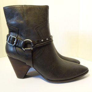 LUCKY BRAND Majoko Brown Leather Heeled Ankle Boot